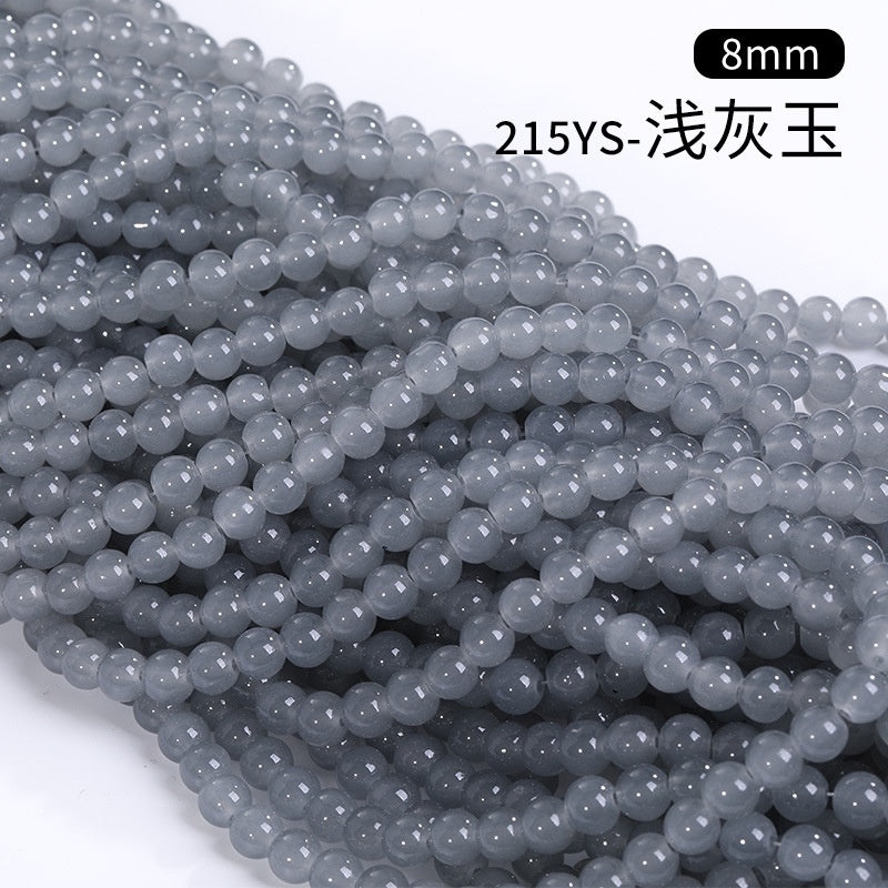 8mm Glass Crystal Imitation Jadeite Round Beads DIY Handmade Bracelet Chain Chain Bead Jewelry Material Accessories Wholesale