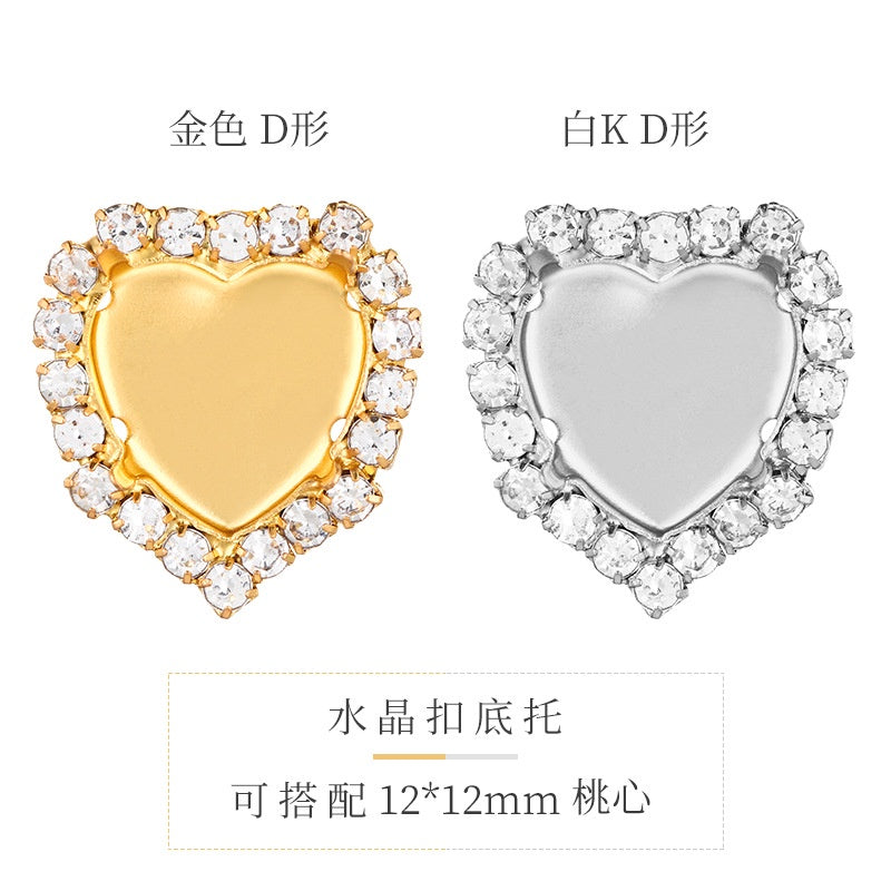 10PCS Crystal Buckle Gold Empty Bracket Glass Crystal Enclosing Edge Copper Claw Diy Accessories Clothing Accessories Shoe Materials