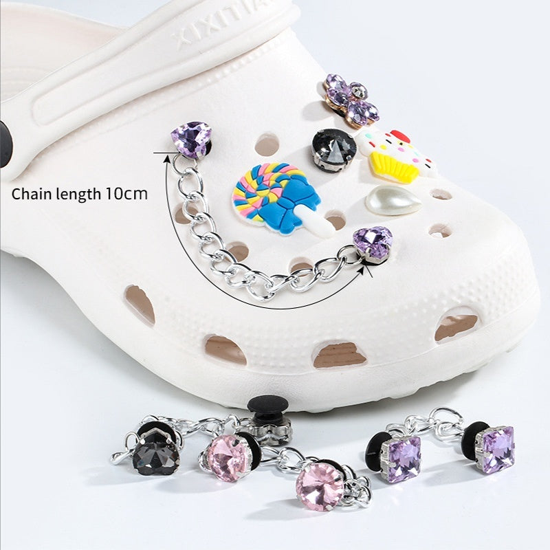 Crocs Chain Diy Accessories Stainless Steel Four Corner Claw Drill Chain Style Garden Shoes Shoe Buckle Decorative Buckle Accessories
