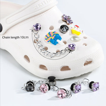 Crocs Chain Diy Accessories Stainless Steel Four Corner Claw Drill Chain Style Garden Shoes Shoe Buckle Decorative Buckle Accessories
