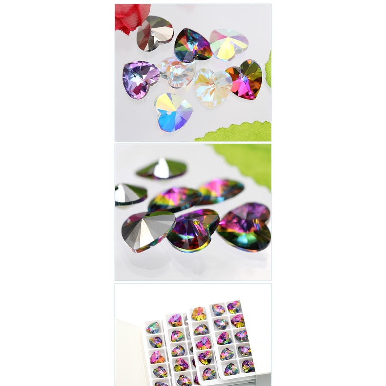 Peach Heart Single Hole Pendant Crystal Drill High-end Glass Jewelry Diy Earpiece Accessories