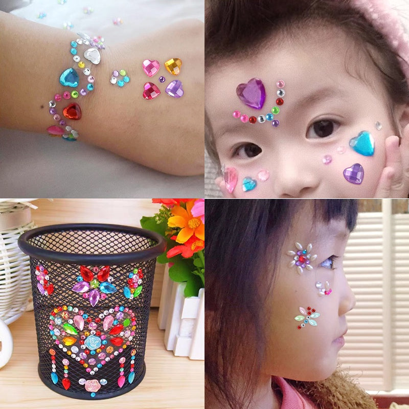 Rhinestone Stickers Children's Cartoon Flower Three-dimensional Stickers Rhinestone Stickers Love Butterfly Rhinestone Stickers Holiday Handmade Creative DIY Decoration