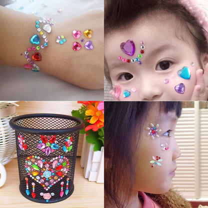 Rhinestone Stickers Children's Cartoon Flower Three-dimensional Stickers Rhinestone Stickers Love Butterfly Rhinestone Stickers Holiday Handmade Creative DIY Decoration