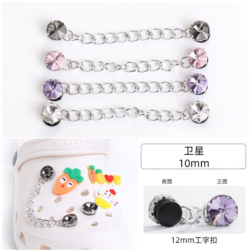 Crocs Chain Diy Accessories Stainless Steel Four Corner Claw Drill Chain Style Garden Shoes Shoe Buckle Decorative Buckle Accessories