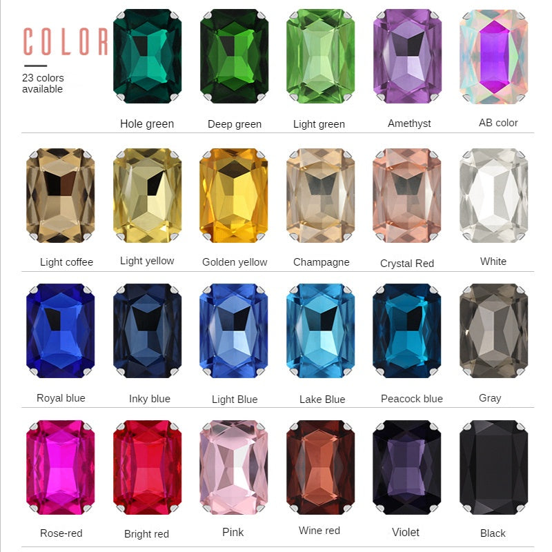 6*8mm/8*10mm 10pcs Rectangular Octagonal Claw Drill Rhinestone Claw Drill Hand Sewing Glass Drill Diy Accessories Clothing Accessories Accessories