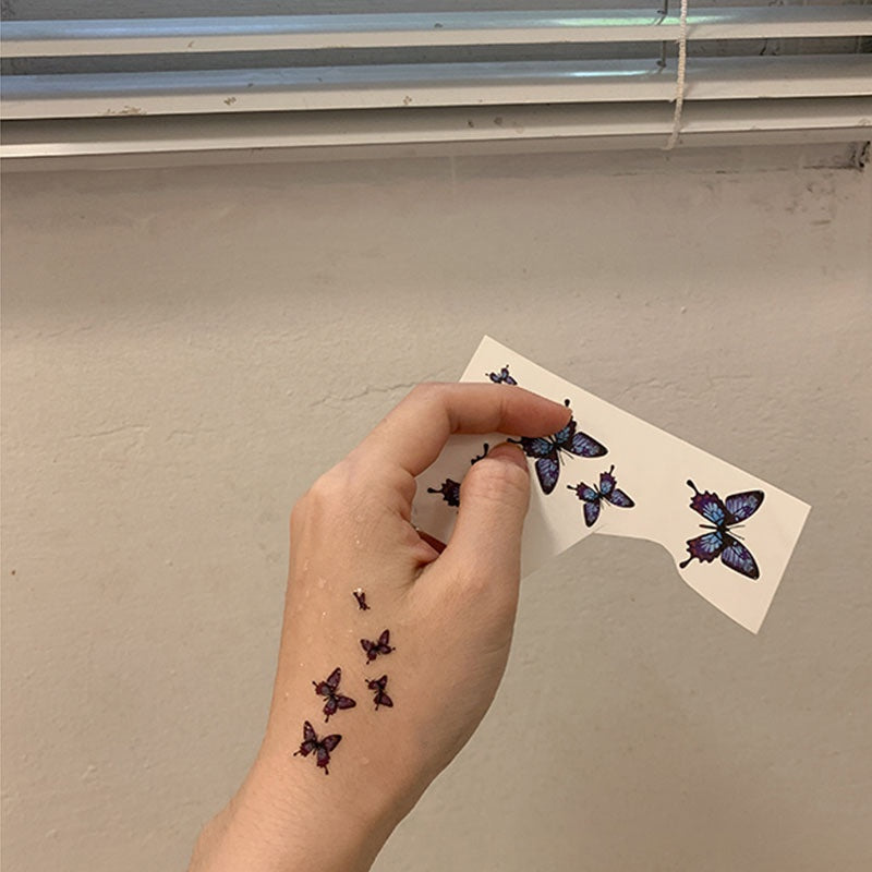 Tattoo Stickers waterproof Blue Butterfly Clavicle Temporary Arm Body