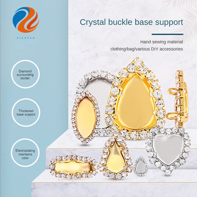 10PCS Crystal Buckle Gold Empty Bracket Glass Crystal Enclosing Edge Copper Claw Diy Accessories Clothing Accessories Shoe Materials