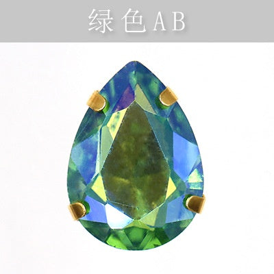 Gold Bottoming Water Drop Glass Claw Drill Diy Clothing Wedding Dress Women's Shoes Material Grab Drill Jewelry Accessories