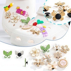 Hole Shoes Accessories Diy Pearl Flowers Crystal White Diamond Shoes Buckle Decorative Buckle Accessories Hole Shoes Cross Chain Garden Shoes of Shoes Flower
