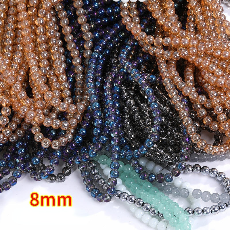 8mm Glass Crystal Imitation Jadeite Round Beads DIY Handmade Bracelet Chain Chain Bead Jewelry Material Accessories Wholesale