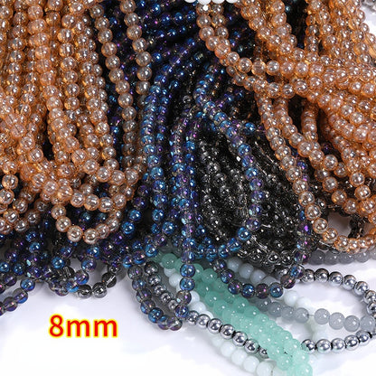 8mm Glass Crystal Imitation Jadeite Round Beads DIY Handmade Bracelet Chain Chain Bead Jewelry Material Accessories Wholesale