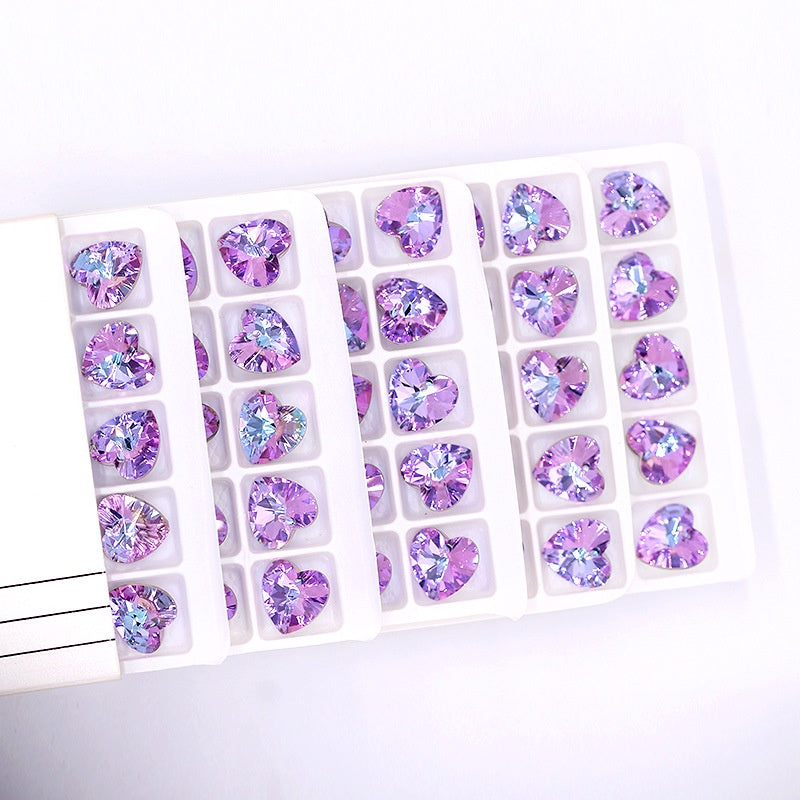 Peach Heart Single Hole Pendant Crystal Drill High-end Glass Jewelry Diy Earpiece Accessories