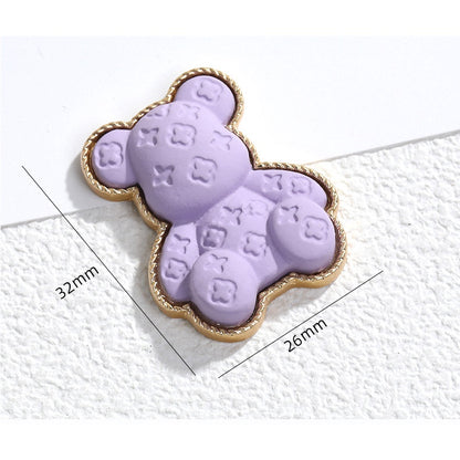 Animal Alloy Spray Painted Bear Handmade Diy Crocs Shoe Decoration Mobile Phone Case Clothing Ornament Accessories