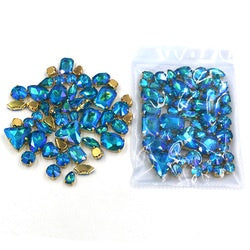 Mix Multiple Shapes of Shiny Colored Crystal Diamond Clothing Embellished with Rhinestone Gold Bottoms for DIY