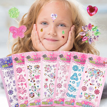 Rhinestone Stickers Children's Cartoon Flower Three-dimensional Stickers Diamond Love Butterfly Rhinestone Stickers Holiday Handmade Creative Mobile Phone Case DIY Decoration