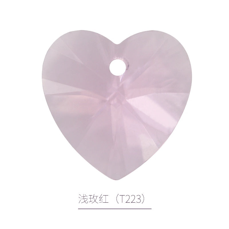 Peach Heart Single Hole Pendant Crystal Drill High-end Glass Jewelry Diy Earpiece Accessories