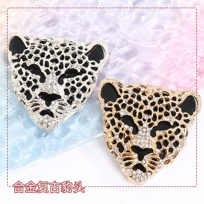 Leopard Head Full Drill Handmade Diy Mobile Phone Case Hand Car Air Outlet Tissue Box Decorative Ornaments Accessories Shoe Clothing