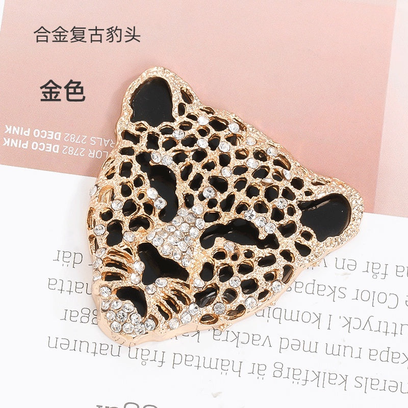 Leopard Head Full Drill Handmade Diy Mobile Phone Case Hand Car Air Outlet Tissue Box Decorative Ornaments Accessories Shoe Clothing