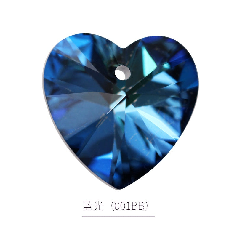 Peach Heart Single Hole Pendant Crystal Drill High-end Glass Jewelry Diy Earpiece Accessories