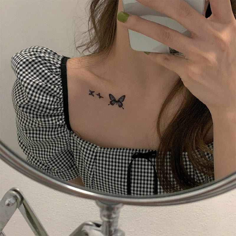 Tattoo Stickers waterproof Blue Butterfly Clavicle Temporary Arm Body