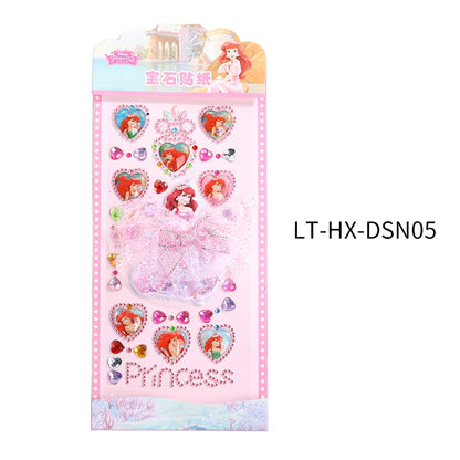Princess Gauze Skirt Children's Gem Stick Crystal Ornament Stickers Cartoon Diamond Creative Stickers