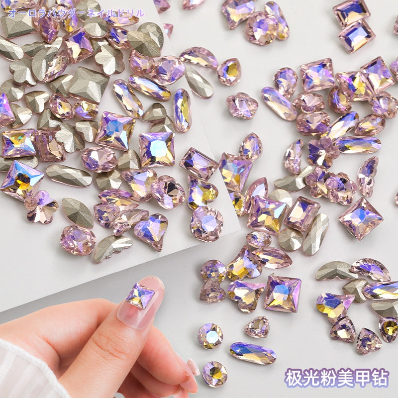 Korean Style Cute Design Tiny Crystal Nail Art Aurora Pink Color Diy Ornament Rhinestones