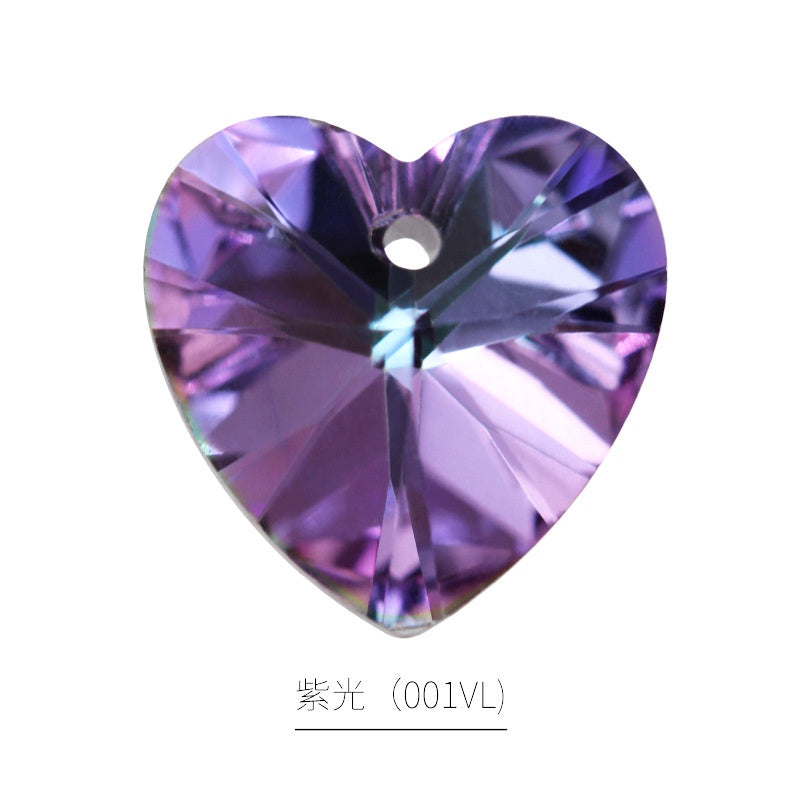 Peach Heart Single Hole Pendant Crystal Drill High-end Glass Jewelry Diy Earpiece Accessories
