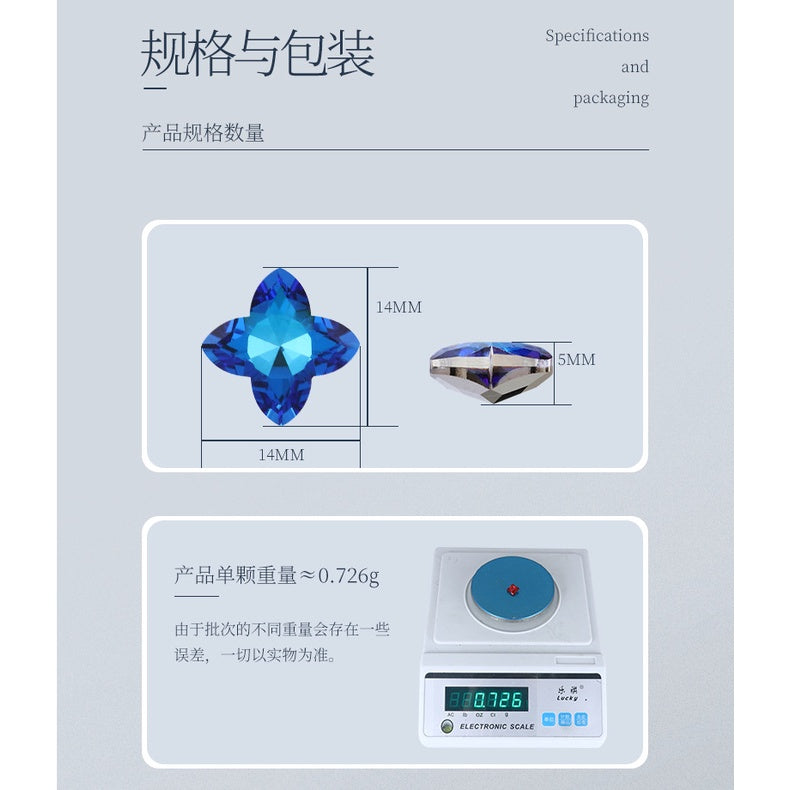Special-shaped Rhinestone 10pcs Four-leaf Clover High Top Shiny High-grade Rhinestone Diy Ornament Accessories Pointed Bottom Drill Nail Nail Stickers Drill Phone Case Materials
