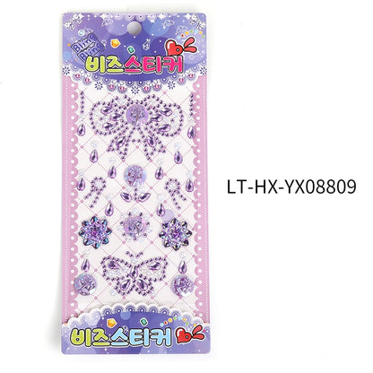 Rhinestone Stickers Children's Cartoon Flower Three-dimensional Stickers Diamond Love Butterfly Rhinestone Stickers Holiday Handmade Creative Mobile Phone Case DIY Decoration