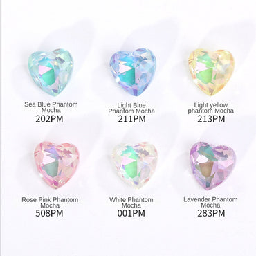 Crooked Peach Love Rhineau Phantom Mocha Color K9 High-grade Crystal Glass rhinestones High Top Drill Sweet Heart Diy Nail Paste Drill Material