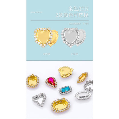 10PCS Crystal Buckle Gold Empty Bracket Glass Crystal Enclosing Edge Copper Claw Diy Accessories Clothing Accessories Shoe Materials