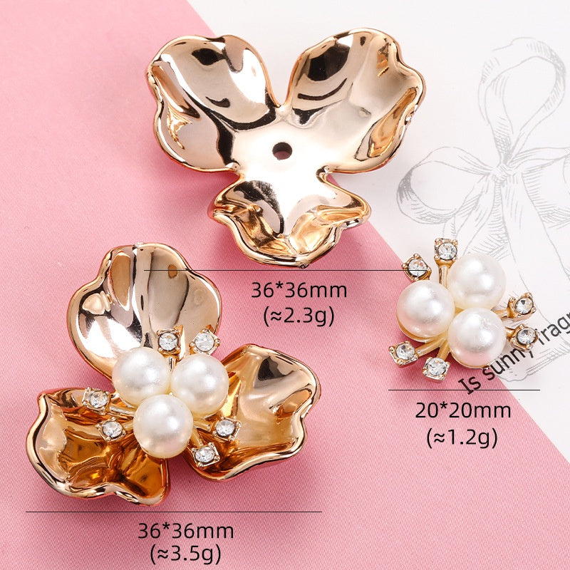 Korean Hair Accessories Female Bride Headdress White Rhinestone Pearl Flowers New Three Pearl Hand Bouquet Diy Hair Accessories Material Spring Pearl Hair Accessories