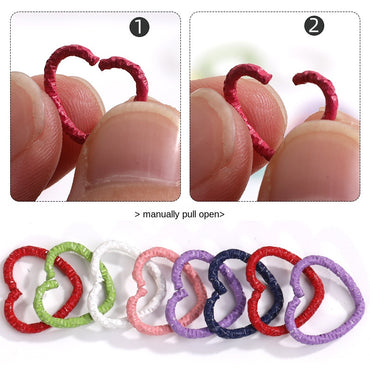 Color Baking Paint Pentagram Open Ring Love Heart Open Single Ring Embossed Jump Ring Connection Ring Iron Ring Diy Jewelry Hair Accessories