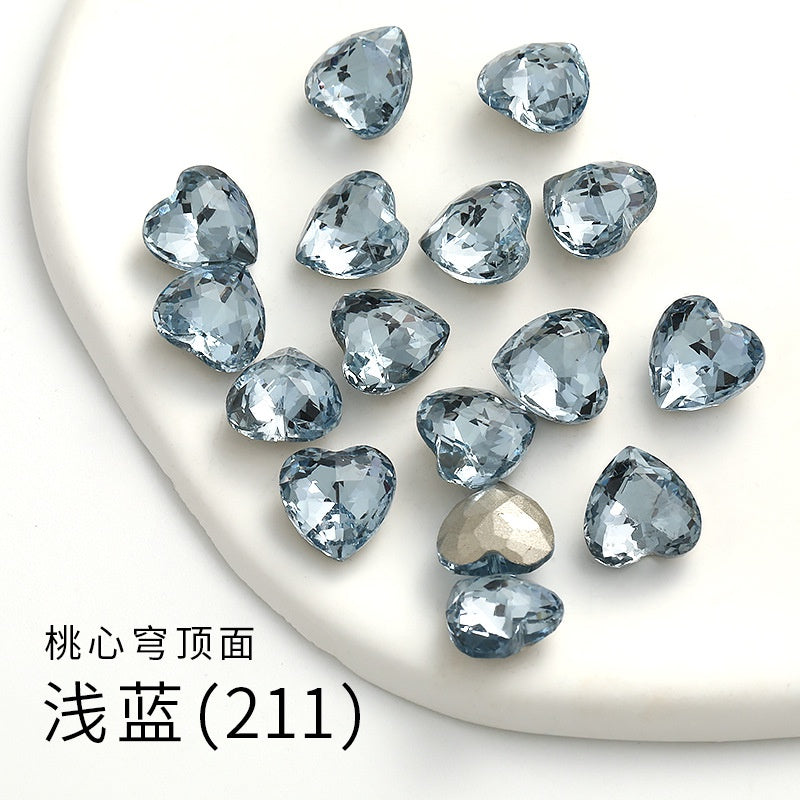 Fancy Heart Shape Pink Rose Shiny Ctystal DIY Jewelry Nail Art Cute Rhinestone