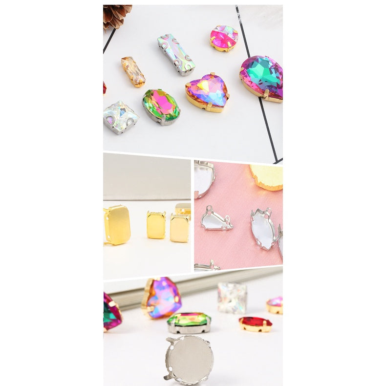 Four-corner claw drilling bracket, rhinestone bottom bracket, hand-sewn material, clothes, bags, shoes, DIY accessories.