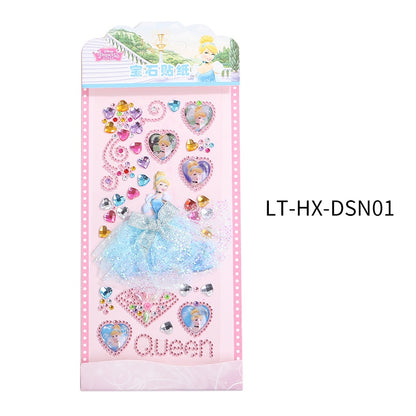 Princess Gauze Skirt Children's Gem Stick Crystal Ornament Stickers Cartoon Diamond Creative Stickers