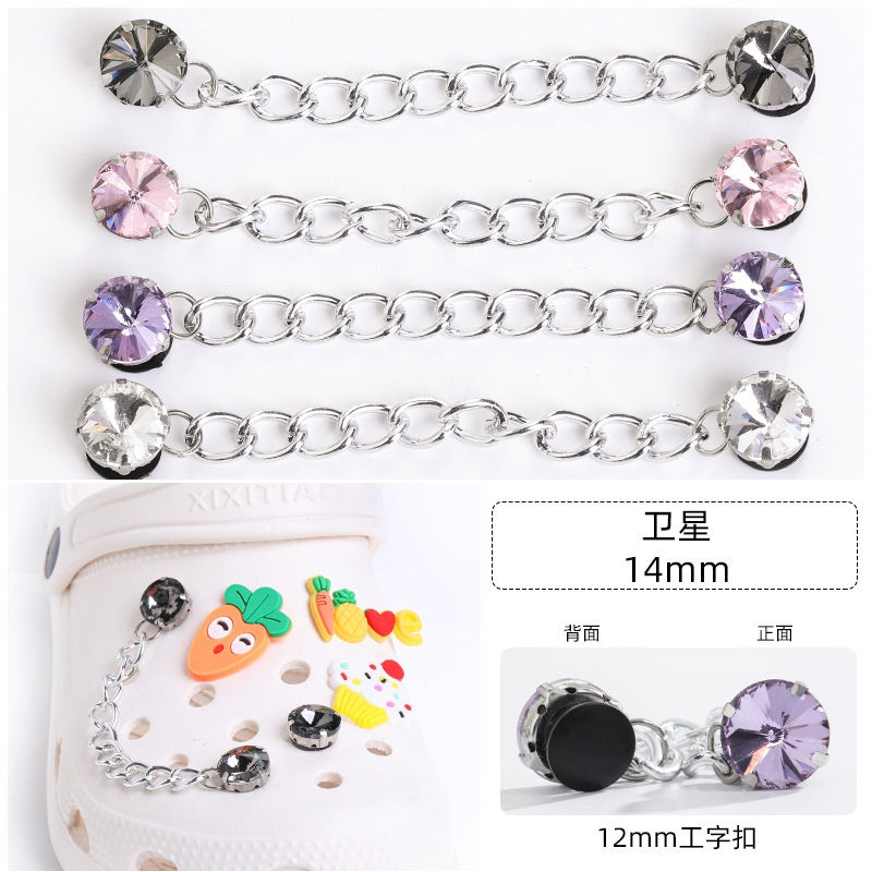 Crocs Chain Diy Accessories Stainless Steel Four Corner Claw Drill Chain Style Garden Shoes Shoe Buckle Decorative Buckle Accessories
