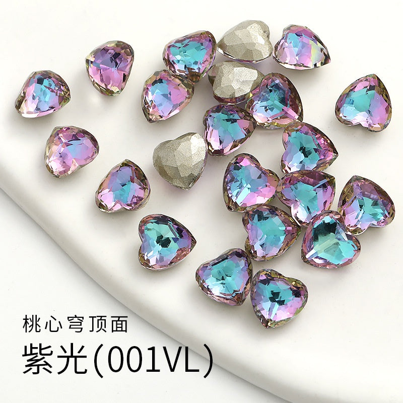 Fancy Heart Shape Pink Rose Shiny Ctystal DIY Jewelry Nail Art Cute Rhinestone