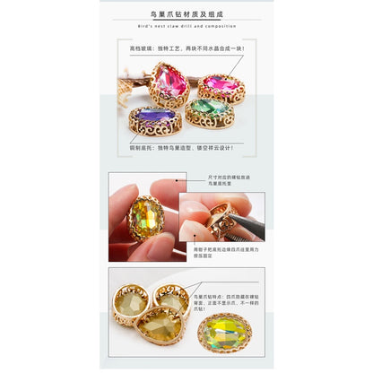 13*18mm Bird's Nest Claw Drill Unusual Rhinestones Diy Jewelry Accessories Thickened Copper Claw Hand Stitched Drill Clothing Luggage Accessories