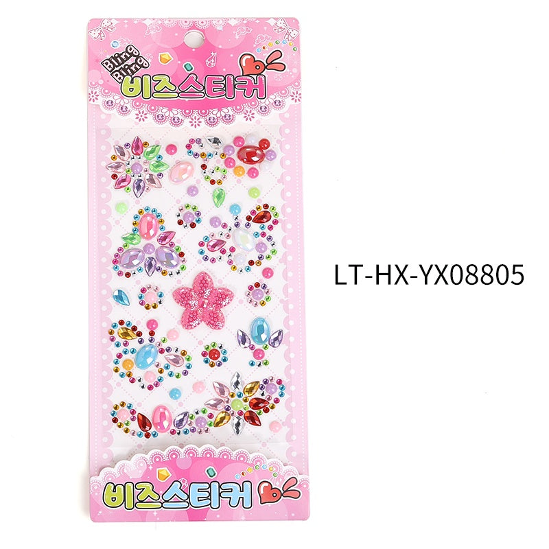 Rhinestone Stickers Children's Cartoon Flower Three-dimensional Stickers Diamond Love Butterfly Rhinestone Stickers Holiday Handmade Creative Mobile Phone Case DIY Decoration