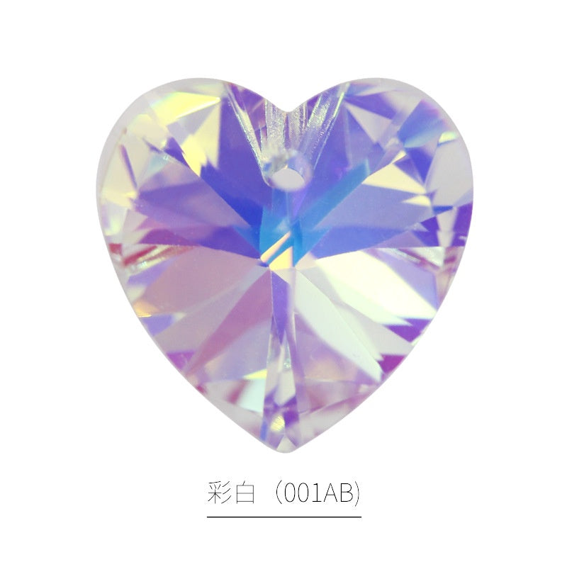 Peach Heart Single Hole Pendant Crystal Drill High-end Glass Jewelry Diy Earpiece Accessories