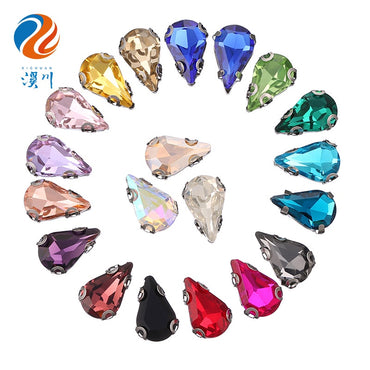 Sharp Water Drop Glass Claw Drill with Hole Hand Stitched Drill Diy Clothing Wedding Dress Handmade Material Jewelry Accessories Water Drop Type