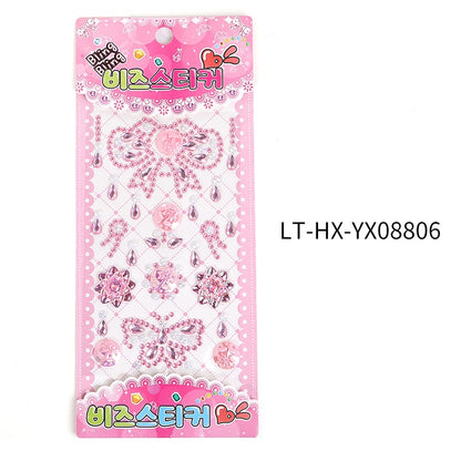 Rhinestone Stickers Children's Cartoon Flower Three-dimensional Stickers Diamond Love Butterfly Rhinestone Stickers Holiday Handmade Creative Mobile Phone Case DIY Decoration