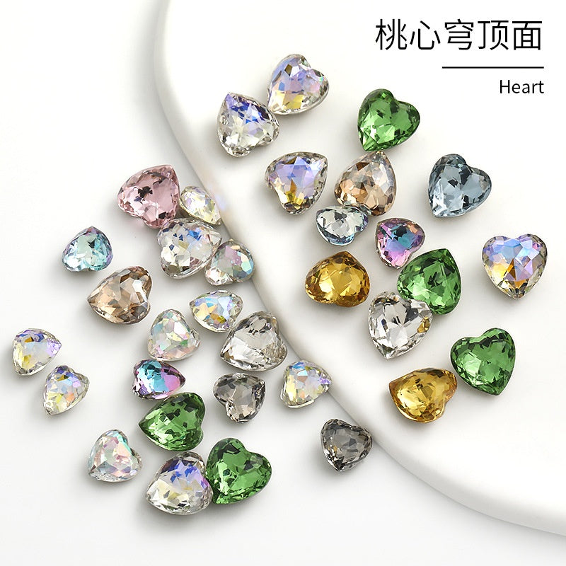 Fancy Heart Shape Pink Rose Shiny Ctystal DIY Jewelry Nail Art Cute Rhinestone