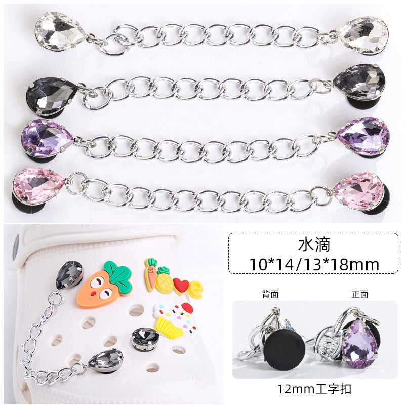 Crocs Chain Diy Accessories Stainless Steel Four Corner Claw Drill Chain Style Garden Shoes Shoe Buckle Decorative Buckle Accessories