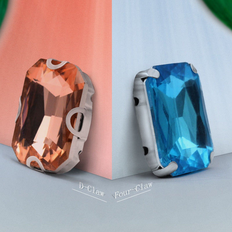 18 * 25Mm rectangular octagonal claw drill (hemp) rhinestone claw drill, hand-sewn glass drill DIY jewelry clothing accessories accessories
