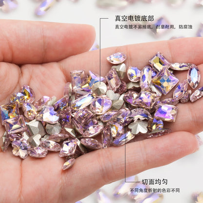 Korean Style Cute Design Tiny Crystal Nail Art Aurora Pink Color Diy Ornament Rhinestones