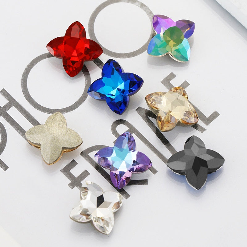 Special-shaped Rhinestone Four-leaf Clover High Top Drill Shiny High-grade Rhinestone Diy Ornament Accessories Pointed Bottom Drill Nail Nail Stickers Drill Phone Case Materials