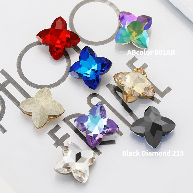 Special-shaped Rhinestone 10pcs Four-leaf Clover High Top Shiny High-grade Rhinestone Diy Ornament Accessories Pointed Bottom Drill Nail Nail Stickers Drill Phone Case Materials