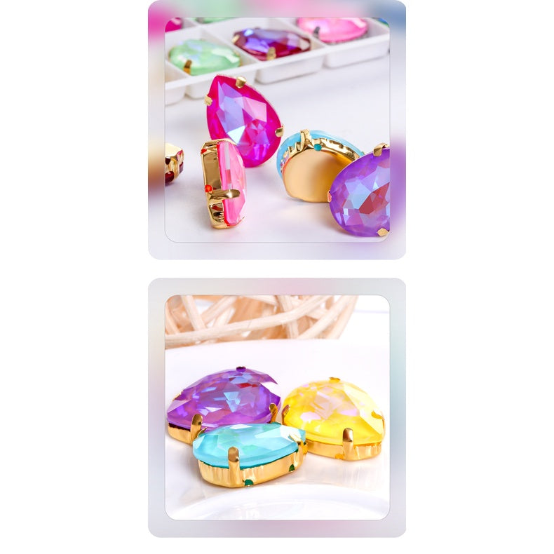Water Drop Rhinestone Mocha Fluorescent Diy Jewelry Accessories Pointed Bottom Drill Nail Paste Drill Material Clothing Accessories